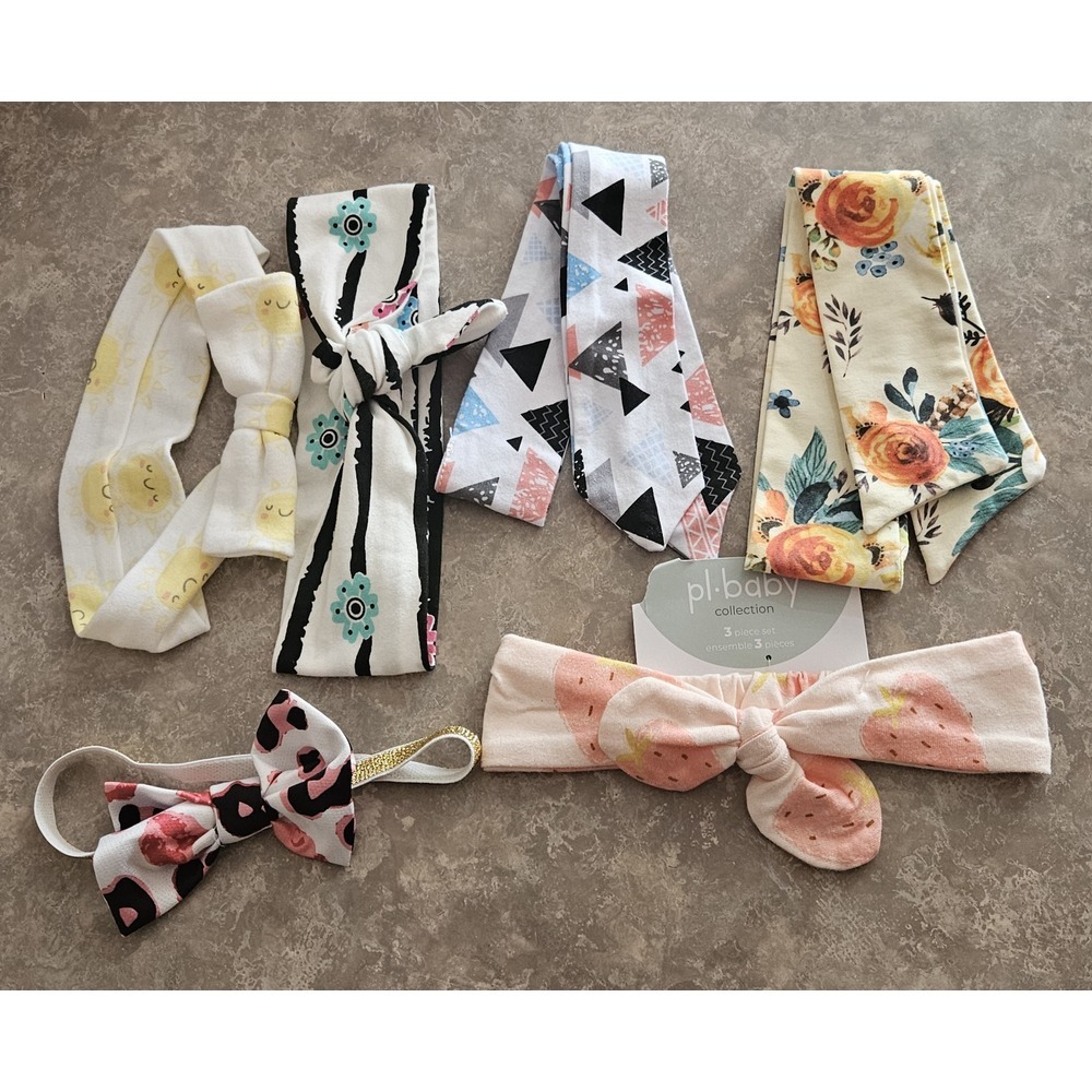 Lot Of 6 Baby Hair Bow Ties‎ One Is New With Tag/packaging.
